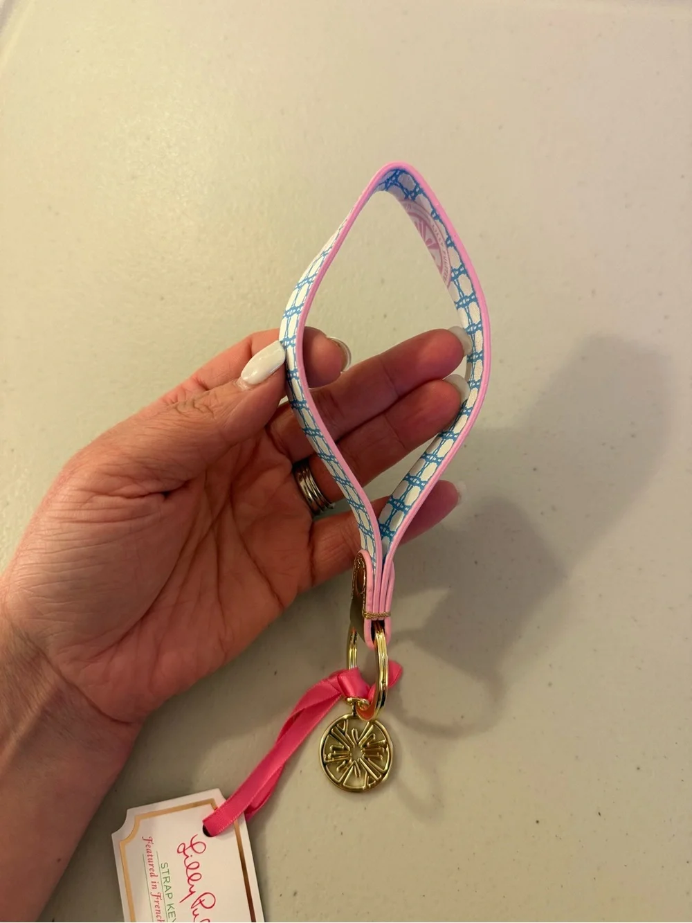Lilly Pulitzer Strap Keychain in ‘Frenchie Blue Caning’ - *NWT*